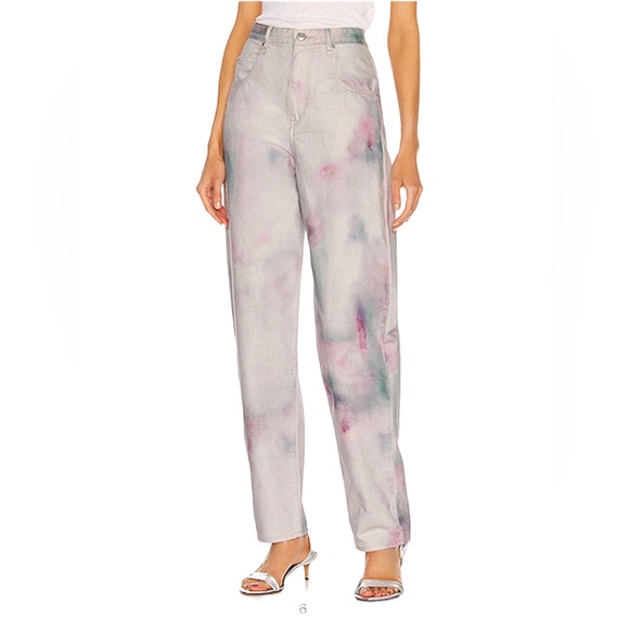 Isabel Marant Étoile Tie-Dye High Waisted Jeans Denim Pastel Cotton Batik - Picture 3 of 16